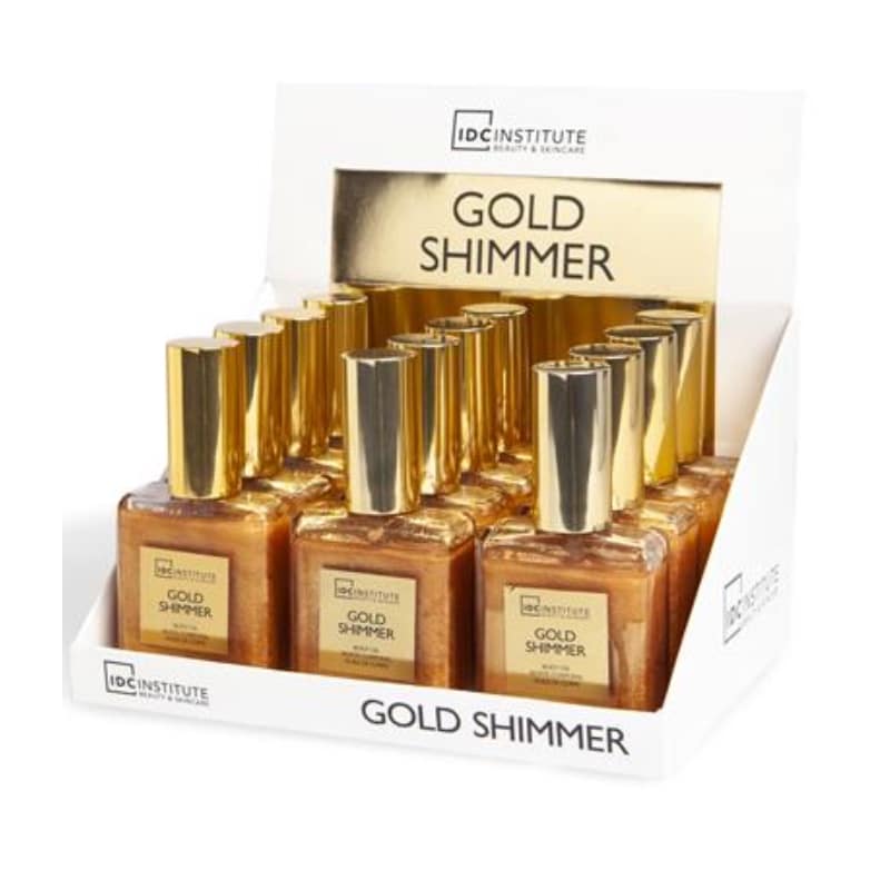 IDC INSTITUTE - Expositor 12 unidades de aceite corporal GOLD SHIMMER BODY OIL