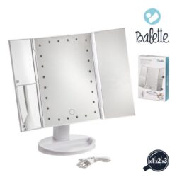 Balette - Caja 5 Unidades Espejo Led Maquillaje Cuádruple Abatible 1x2x3