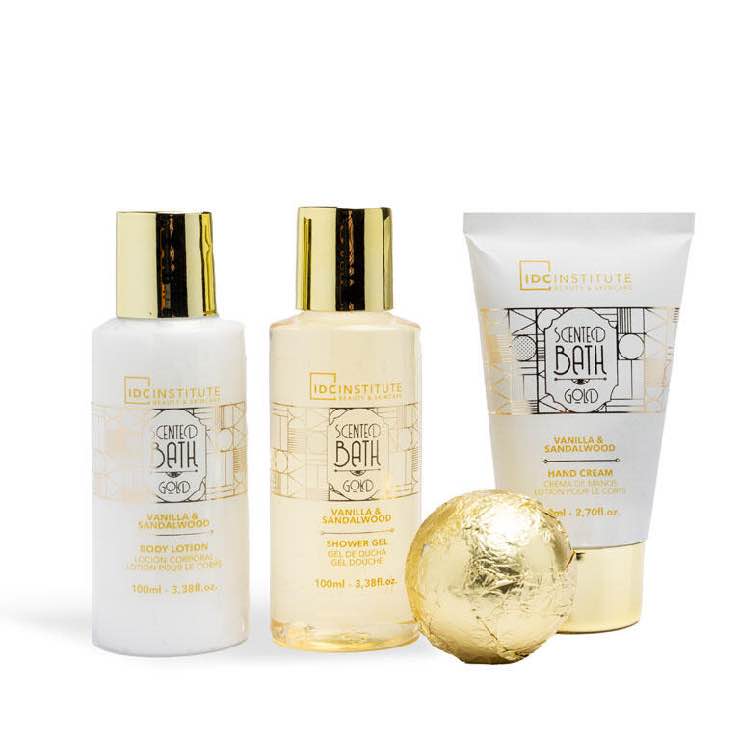 IDC INSTITUTE - Caja 6 unidades Set de Baño Scented Bath Gold Bathtub 4 Piezas - 42255 - Imagen 2