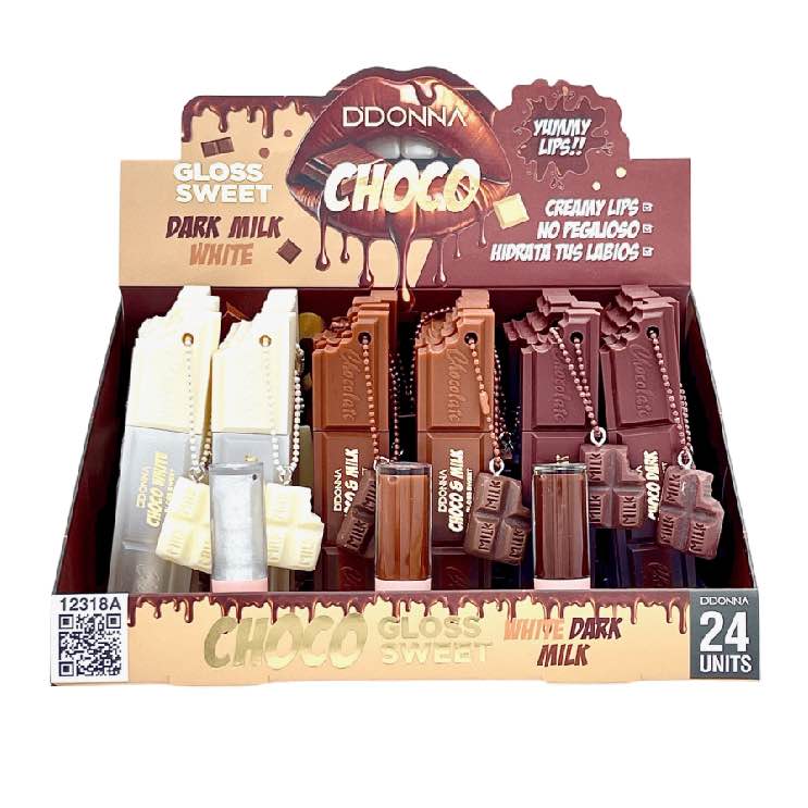 D'DONNA - Expositor 24 unidades Brillos de Labios Gloss Choco Sweet - 12318A
