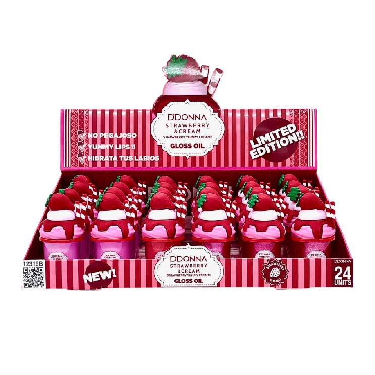 D'DONNA - Expositor 24 unidades Brillos de Labios Gloss Strawberry Yummy Cream - 12319B