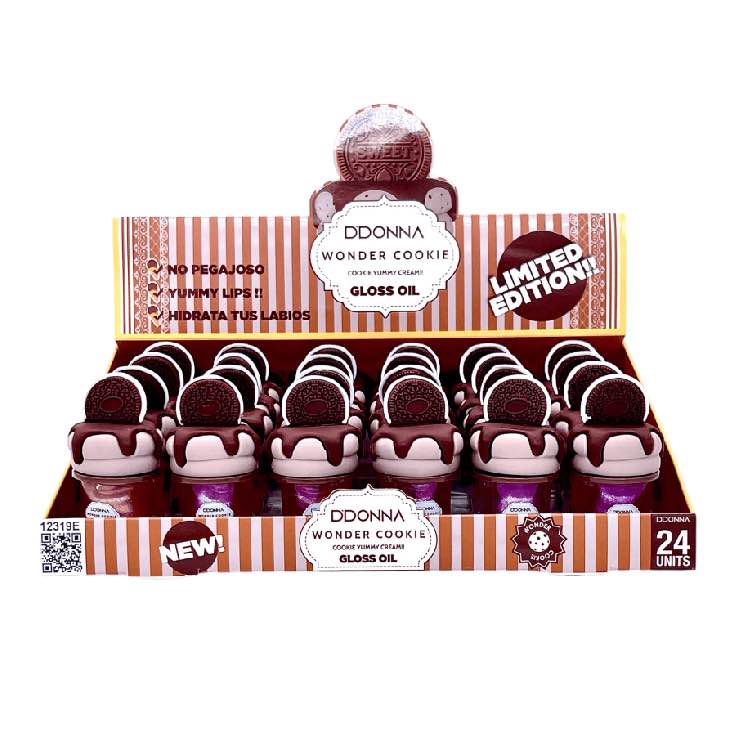 D'DONNA - Expositor 24 unidades Brillos de Labios Gloss Wonder Cookie Yummy Cream - 12319E